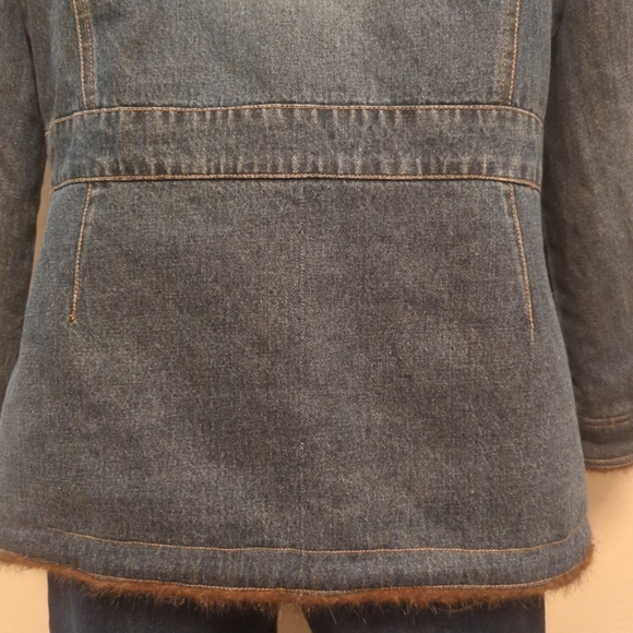 Vintage Marvin Richards Y2K Denim Faux Fur Button Up Jacket Ladies Sz L - Picture 5 of 12